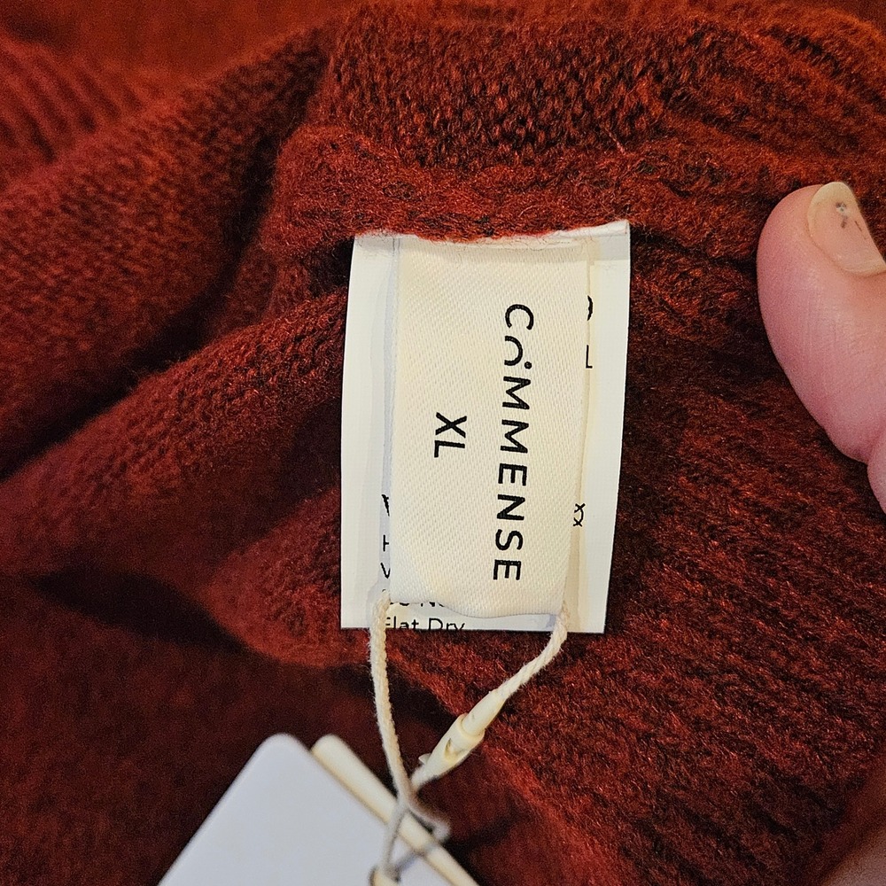 Commense Sweater Size XL Burgundy NEW Off-The-Shoulder Cropped Knit Boat Neck - Picture 4 of 7